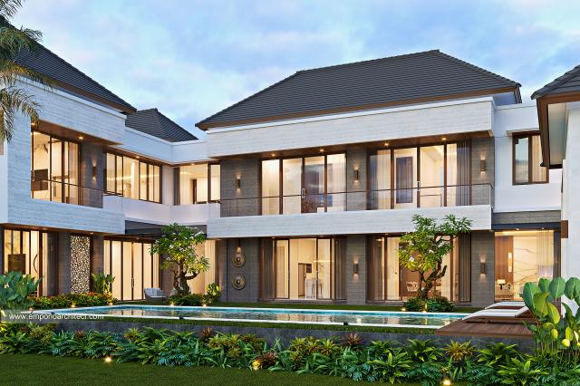 Desain Tampak Belakang Rumah Modern 2 Lantai Bapak WHJ dan Ibu ELB di Badung, Bali