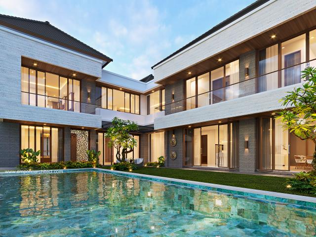 Desain Tampak Detail Belakang Rumah Modern 2 Lantai Bapak WHJ dan Ibu ELB di Badung, Bali