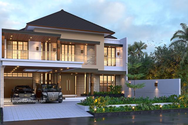 Desain Tampak Depan 2 Rumah Modern 2 Lantai Ibu SNT di Purwokerto