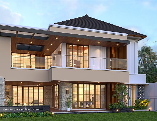 Desain Tampak Belakang Rumah Modern 2 Lantai Ibu SNT di Purwokerto