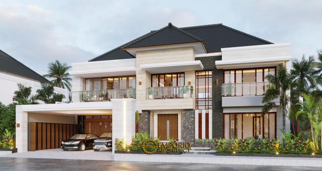 Desain Tampak Depan Tanpa Pagar Rumah Modern 2 Lantai Bapak Daniel di Bengkulu