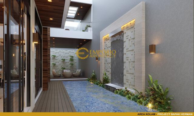 Desain Area Kolam Rumah Modern 2 Lantai Bapak Herman di Tanjung Pinang, Kepulauan Riau