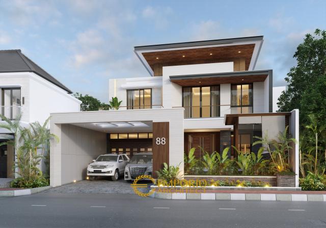 Desain Tampak Depan Rumah Modern 2 Lantai Bapak Kevin di Kudus, Jawa Tengah