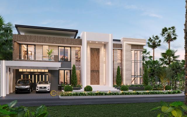 Desain Tampak Depan Rumah Modern 2 Lantai Bapak Melky Tjiang di Palu, Sulawesi Tengah