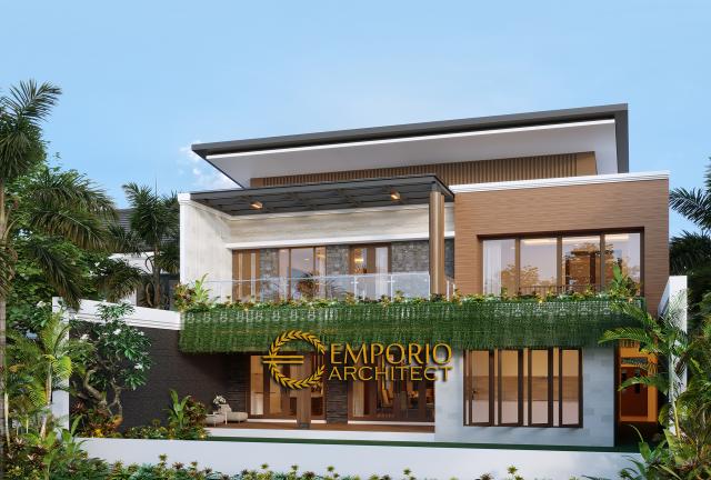 Desain Tampak Belakang Rumah Modern 2 Lantai Bapak Mikhael Tri Sutrisno di Pematang Siantar, Sumatera Utara