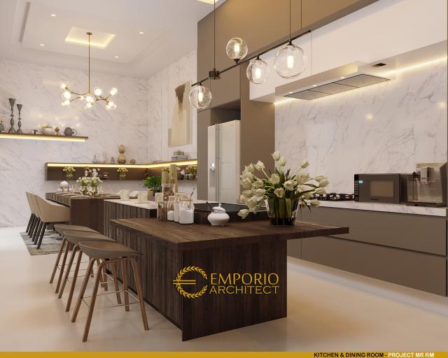 Desain Ruang Makan dan Dapur Rumah Modern 2 Lantai Bapak RM di Bogor, Jawa Barat