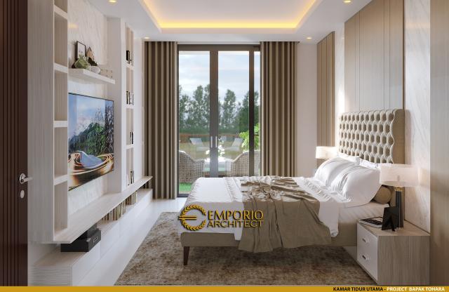 Desain Kamar Tidur Utama Rumah Modern 2 Lantai Bapak T di Citraland, Jakarta