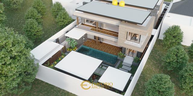 Desain Eksterior Belakang Bird View Rumah Modern 2 Lantai Bapak Usman di Tangerang, Banten