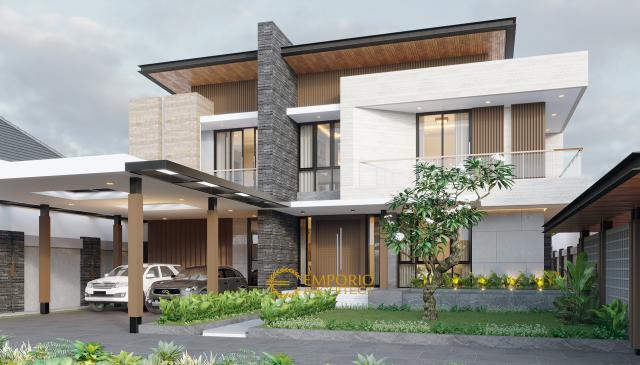 Desain Tampak Depan Rumah Modern 2 Lantai Bapak Usman di Tangerang, Banten