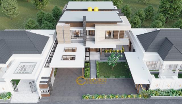 Desain Eksterior Depan Bird View Rumah Modern 2 Lantai Bapak Usman di Tangerang, Banten