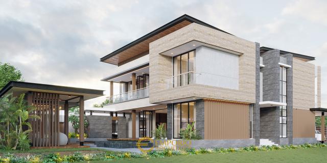 Desain Tampak Samping Rumah Modern 2 Lantai Bapak Usman di Tangerang, Banten