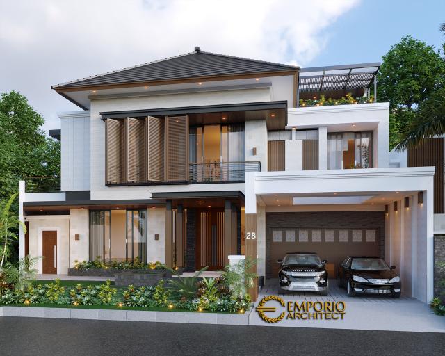 Desain Tampak Depan 1 Rumah Modern 2 Lantai Ibu IRM di Semarang, Jawa Tengah