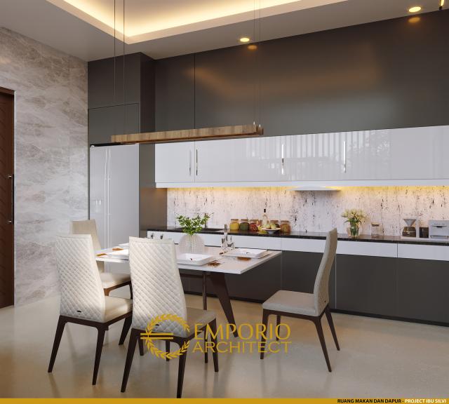 Desain Ruang Makan dan Dapur Rumah Modern 2 Lantai Ibu Silvi di Surabaya