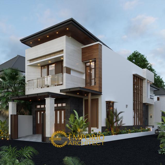 Desain Tampak Samping Rumah Modern 2 Lantai Ibu Silvi di Surabaya