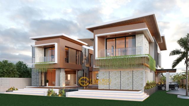 Desain Tampak Samping Rumah Modern 2 Lantai Ibu Tina di Majalengka, Jawa Barat