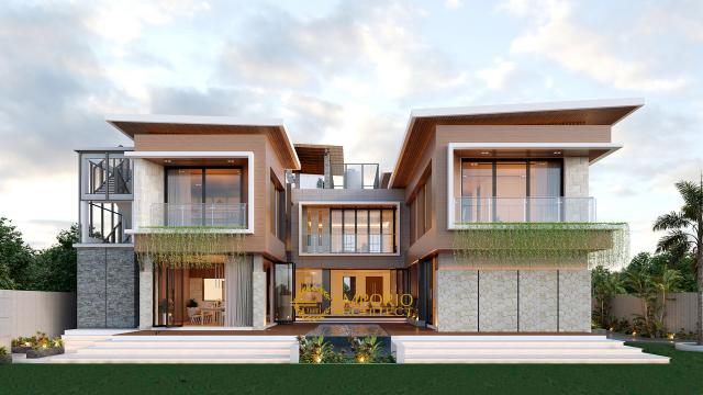 Desain Tampak Belakang Rumah Modern 2 Lantai Ibu Tina di Majalengka, Jawa Barat