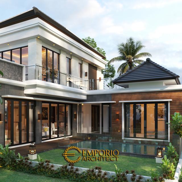 Desain Tampak Belakang 2 Rumah Modern 2 Lantai Mrs. Asty di Ponorogo, Jawa Timur