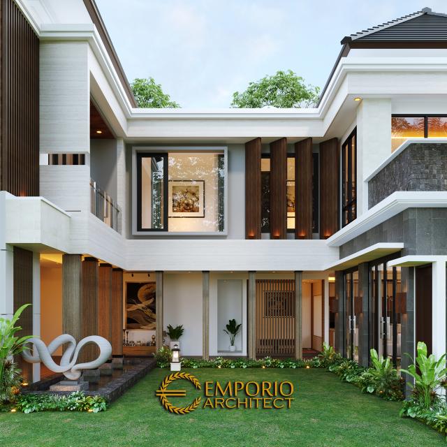 Desain Tampak Samping Rumah Modern 2 Lantai Mrs. Asty di Ponorogo, Jawa Timur