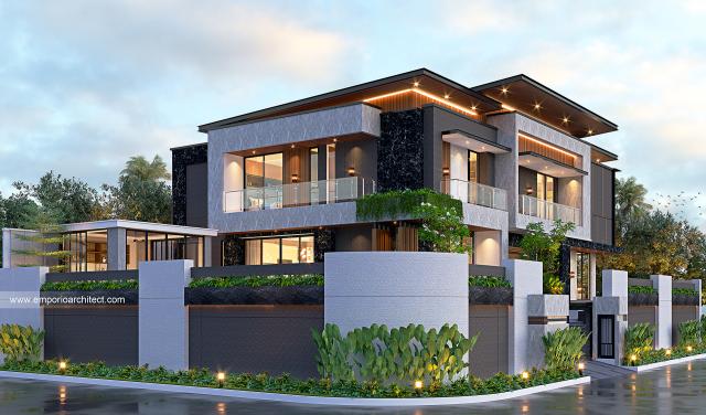 Gambar 1 Desain Rumah Modern 2.5 Lantai Ibu FLC 1311 di  Bogor