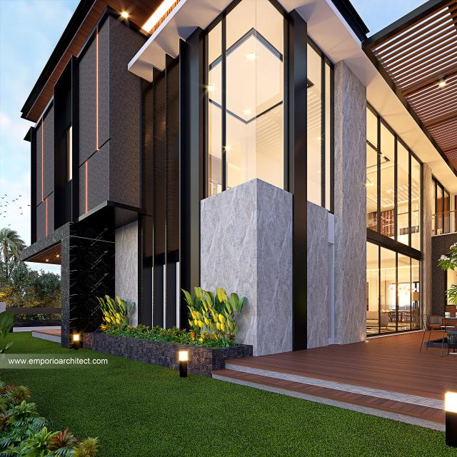 Desain Tampak Detail Samping Rumah Modern 2.5 Lantai Ibu FLC di Bogor