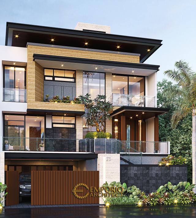 #frontfacadedesign - Mr. Novianto Modern House 2.5 Floors Design - Bandung, Jawa Barat - Code 13712