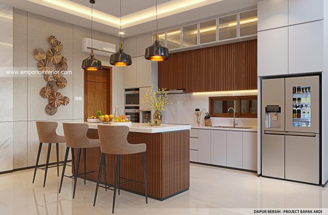 Desain Dapur Bersih Rumah Modern 2.5 Lantai Bapak Ardi di Semarang