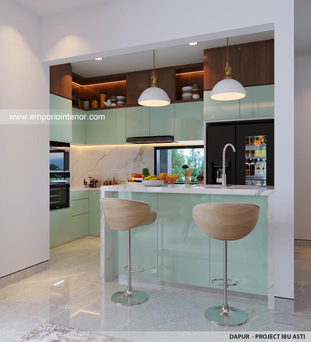 Desain Dapur Rumah Modern 2.5 Lantai Ibu AT di Tangerang