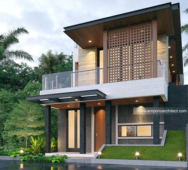 Desain Tampak Belakang Rumah Modern 2.5 Lantai Ibu AT di Tangerang