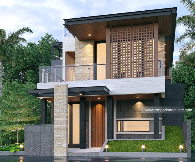 Desain Tampak Belakang 3 Rumah Modern 2.5 Lantai Ibu AT di Tangerang