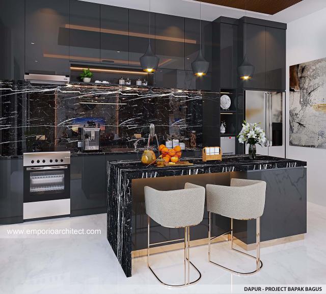 Desain Dapur Rumah Modern 2.5 Lantai Bapak BGS di Semarang