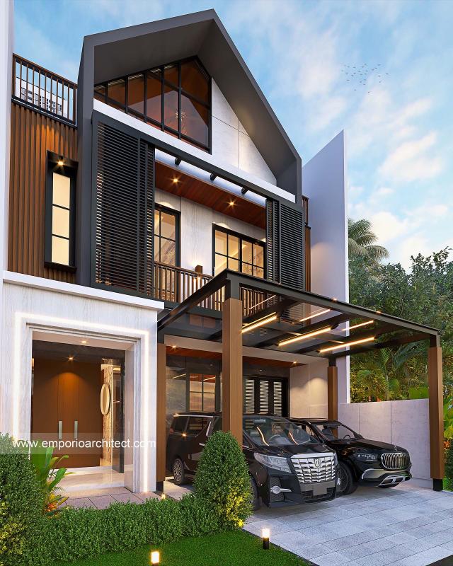 Desain Tampak Depan 4 Rumah Modern 2.5 Lantai Bapak BGS di Semarang