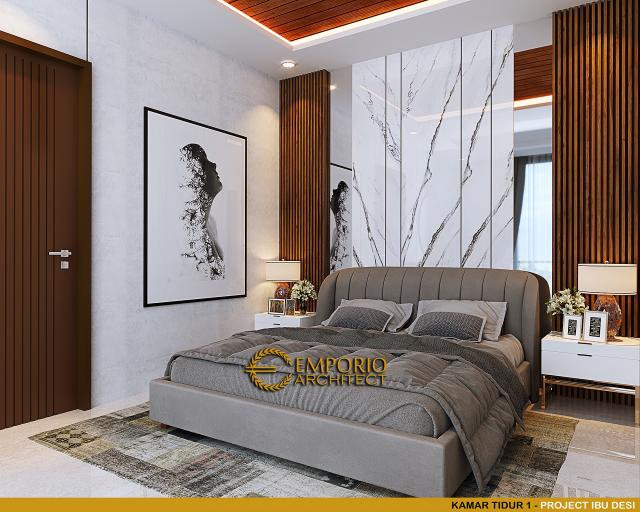 Desain Kamar Tidur 1 Rumah Modern 2.5 Lantai Ibu Desi di Jakarta