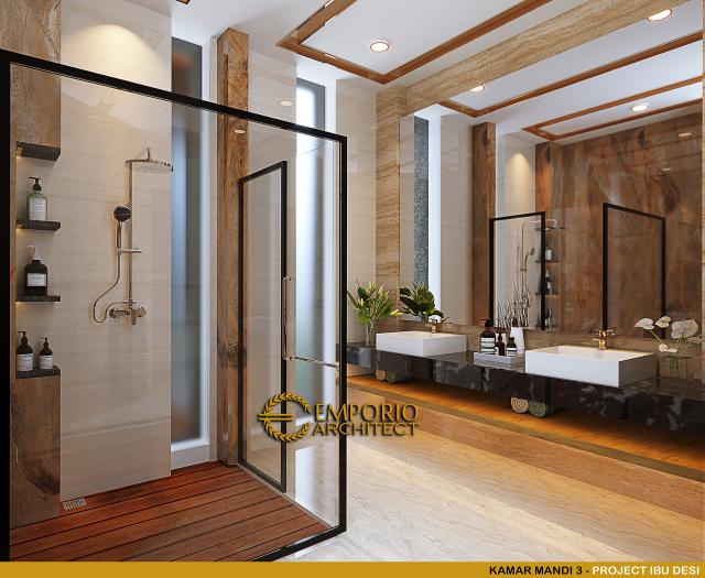 Desain Kamar Mandi 3 Rumah Modern 2.5 Lantai Ibu Desi di Jakarta