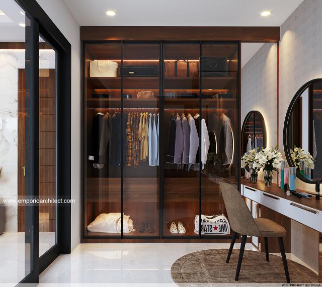 Desain Walk In Closet Rumah Modern 2.5 Lantai Ibu Youla di Makassar