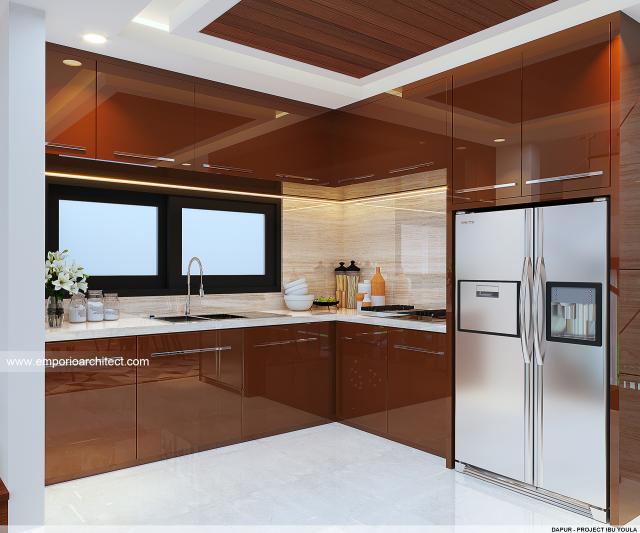 Desain Dapur Rumah Modern 2.5 Lantai Ibu Youla di Makassar