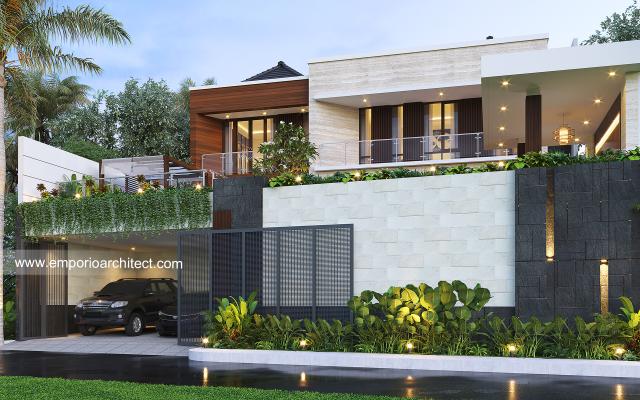 Desain Tampak Depan 2 Rumah Modern 2.5 Lantai Ibu CTN di Jimbaran, Badung, Bali