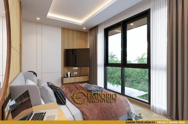 Desain Kamar Tidur Anak 1 Rumah Modern 2.5 Lantai Bapak Joko di Balikpapan