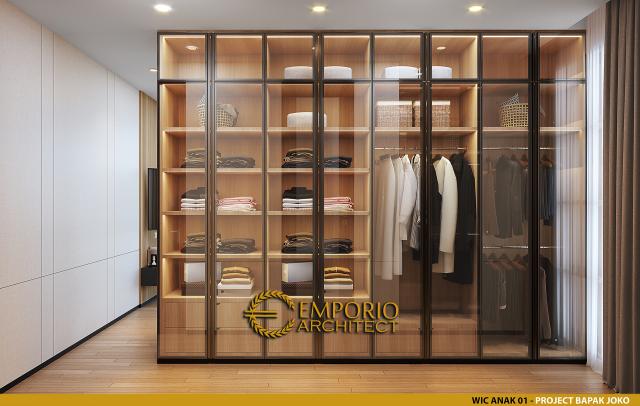 Desain Walk In Closet Rumah Modern 2.5 Lantai Bapak Joko di Balikpapan