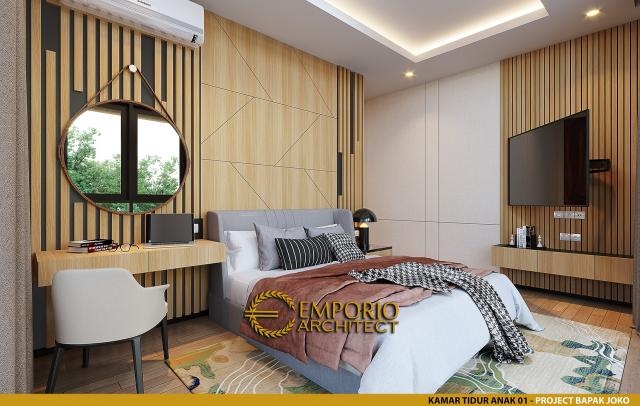 Desain Kamar Tidur Anak 1 Rumah Modern 2.5 Lantai Bapak Joko di Balikpapan