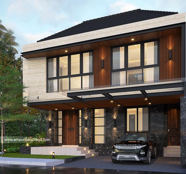 Desain Tampak Depan Rumah Modern 2.5 Lantai Bapak Joko di Balikpapan