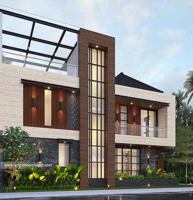 Desain Tampak Samping Rumah Modern 2.5 Lantai Bapak Joko di Balikpapan