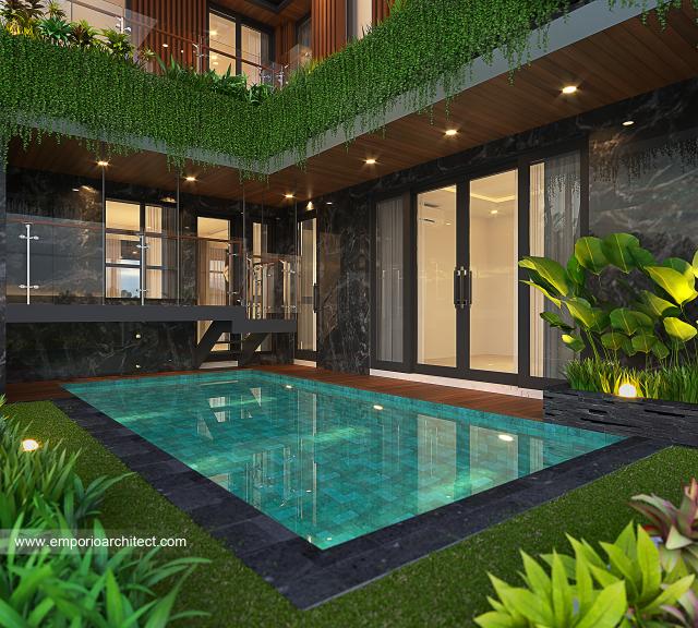 Desain Tampak Detail Belakang Rumah Modern 2.5 Lantai Bapak Joko di Balikpapan