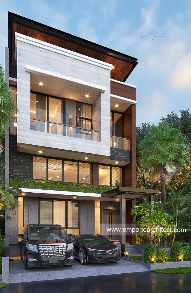 Gambar 1 Desain Rumah Modern 2.5 Lantai Bapak DVI 1101 di  Jakarta