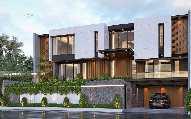 Desain Rumah Modern 2.5 Lantai Mrs. Emma di Singapore - Tampak Depan Kanan