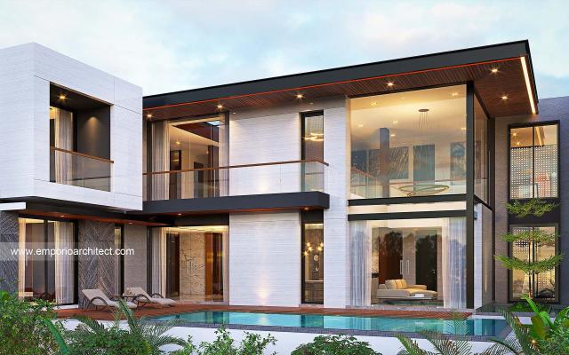 Desain Tampak Belakang Rumah Modern 2.5 Lantai Mrs. Emma di Singapore