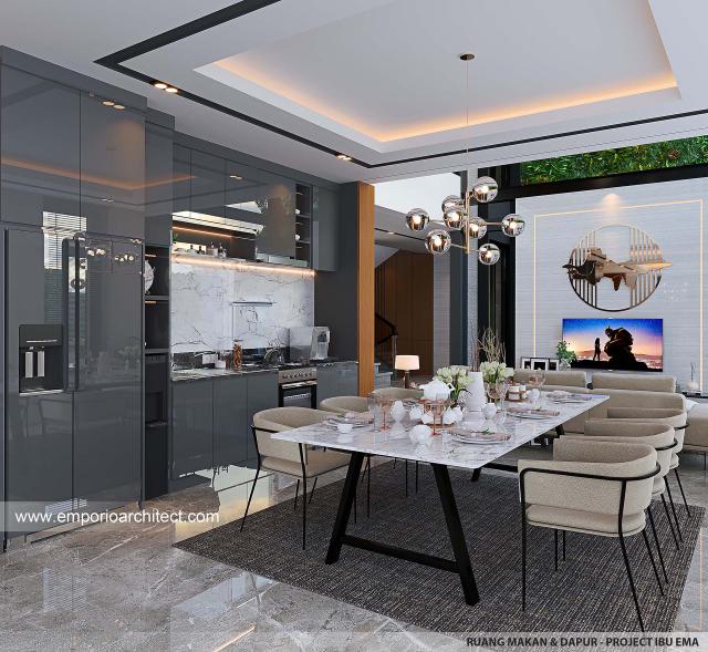 Desain Ruang Makan dan Dapur Rumah Modern 2.5 Lantai Mrs. Emma di Singapore