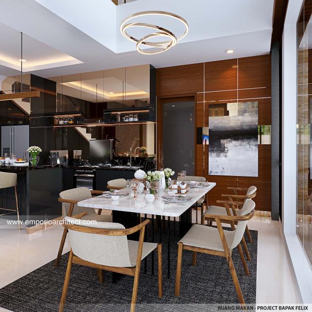 Desain Ruang Makan Rumah Modern 2.5 Lantai Bapak FLX di Jakarta