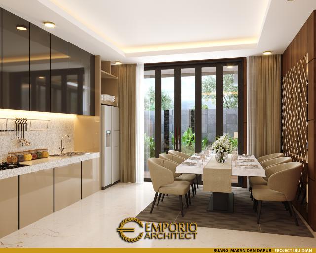 Desain Ruang Makan dan Dapur Rumah Modern 2.5 Lantai Ibu Dian di Bandung