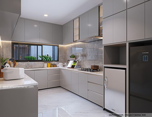 Desain Dapur Kotor Rumah Modern 2.5 Lantai Bapak RVD di Bandar Lampung