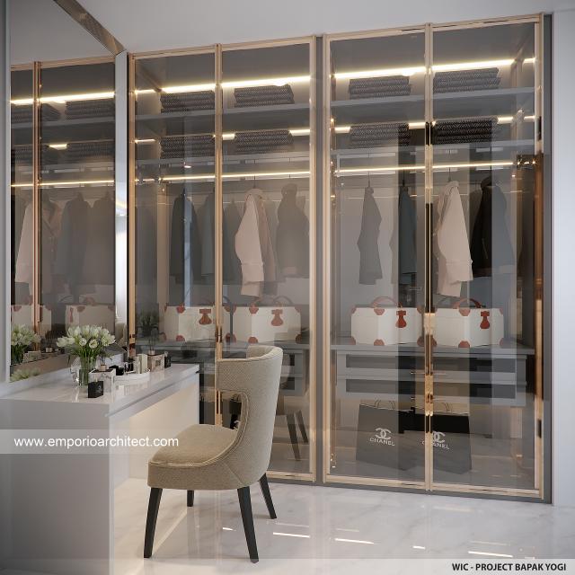 Desain Walk In Closet Rumah Modern 2.5 Lantai Bapak YGI di Makassar